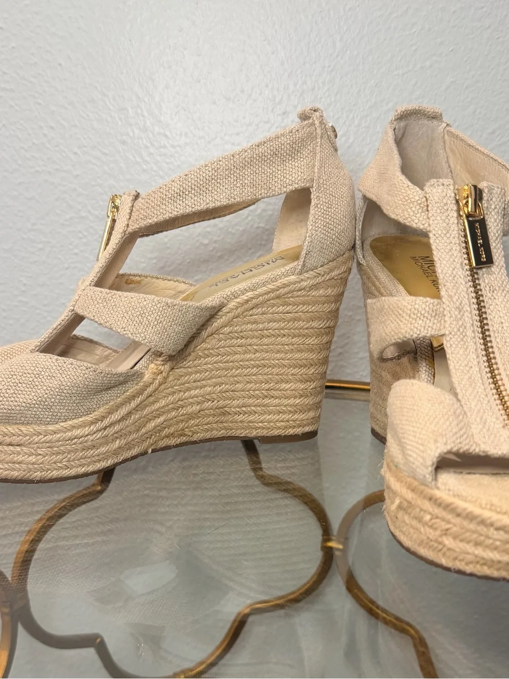 Michael Kors Damita Wedge Espadrilles in Natural Canvas Size 8